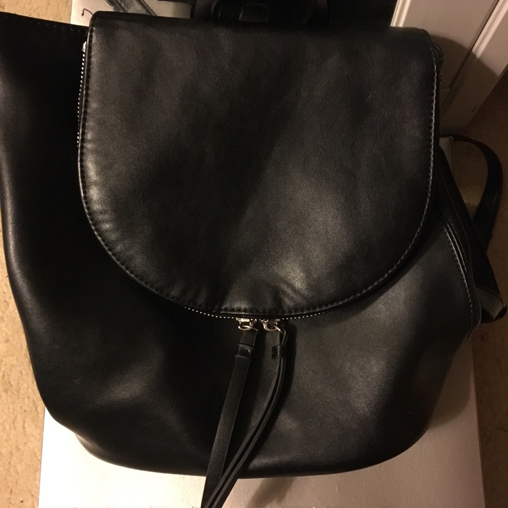 Leather stylish backpack in black